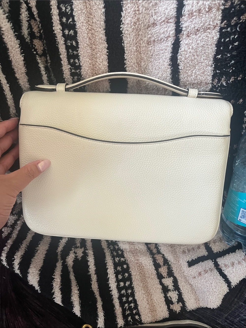 Coach Cream Leather Top-Handle Satchel with Gold Hardware - Picture 7 of 13